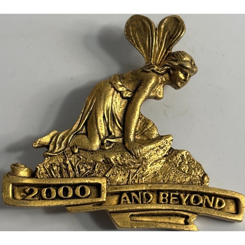 Fairy Brooch Pin Gold Tone Millenium 2000 and Beyond